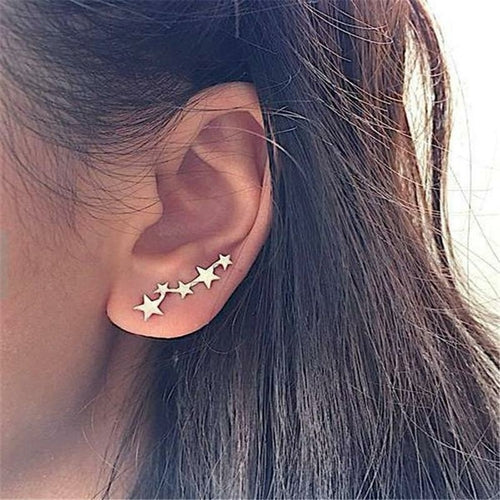 Star Ear Crawler Earrings Gold Plated Minimalist For Women