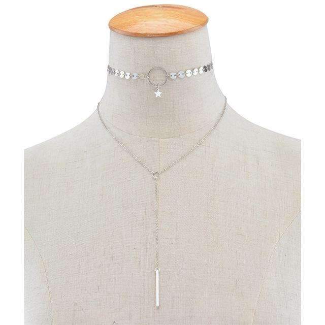 Star Lariat Choker Necklace Gold Layered Y Necklace