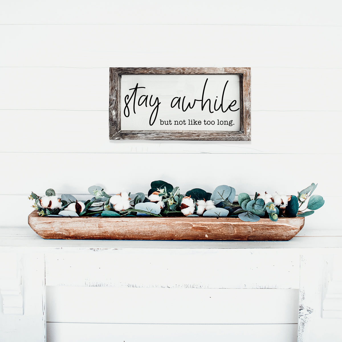 Stay Awhile Wooden Wall Sign - Funny Paulownia Wood Home Decor Plaque