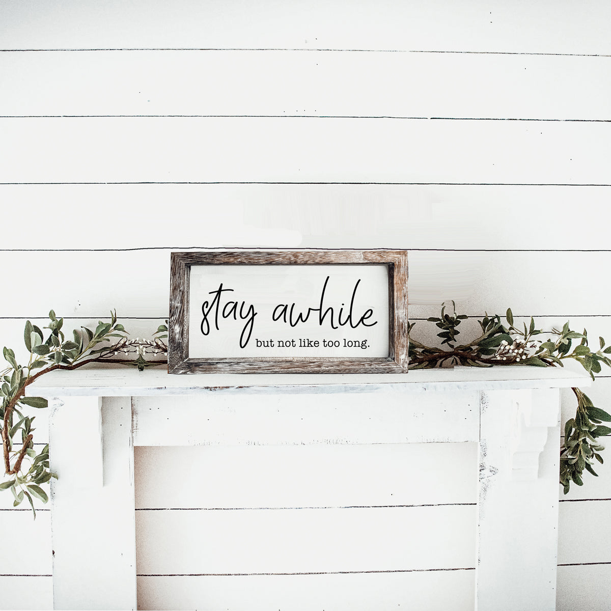Stay Awhile Wooden Wall Sign - Funny Paulownia Wood Home Decor Plaque