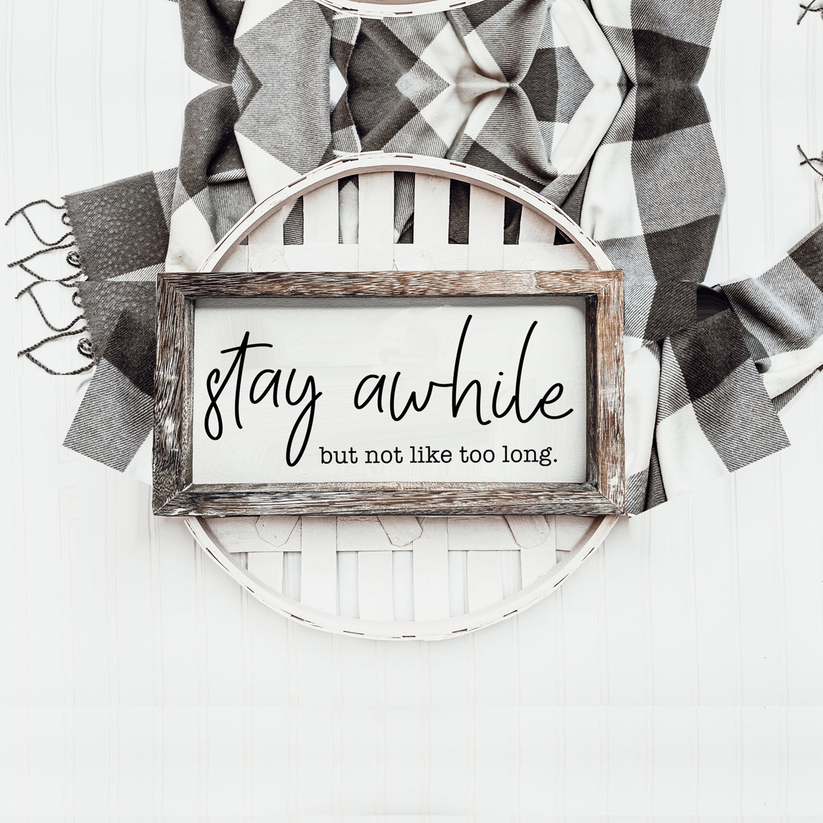 Stay Awhile Wooden Wall Sign - Funny Paulownia Wood Home Decor Plaque