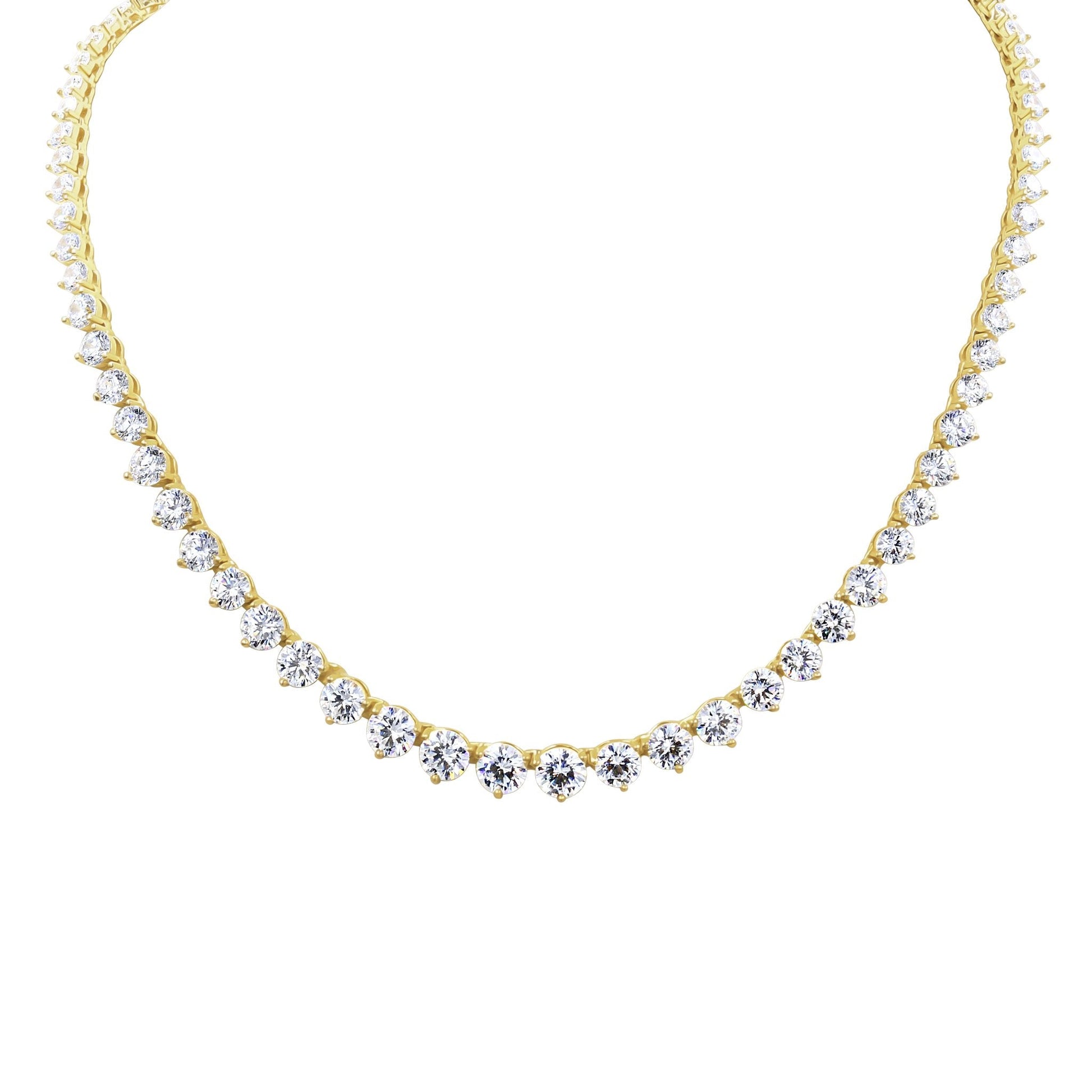 Sterling 925 Silver CZ Tennis Necklace Chain Lightweight