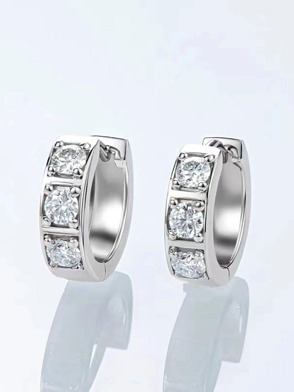 Sterling Silver 0.6ct Moissanite Hoop Earrings Black White Two-Tone 925