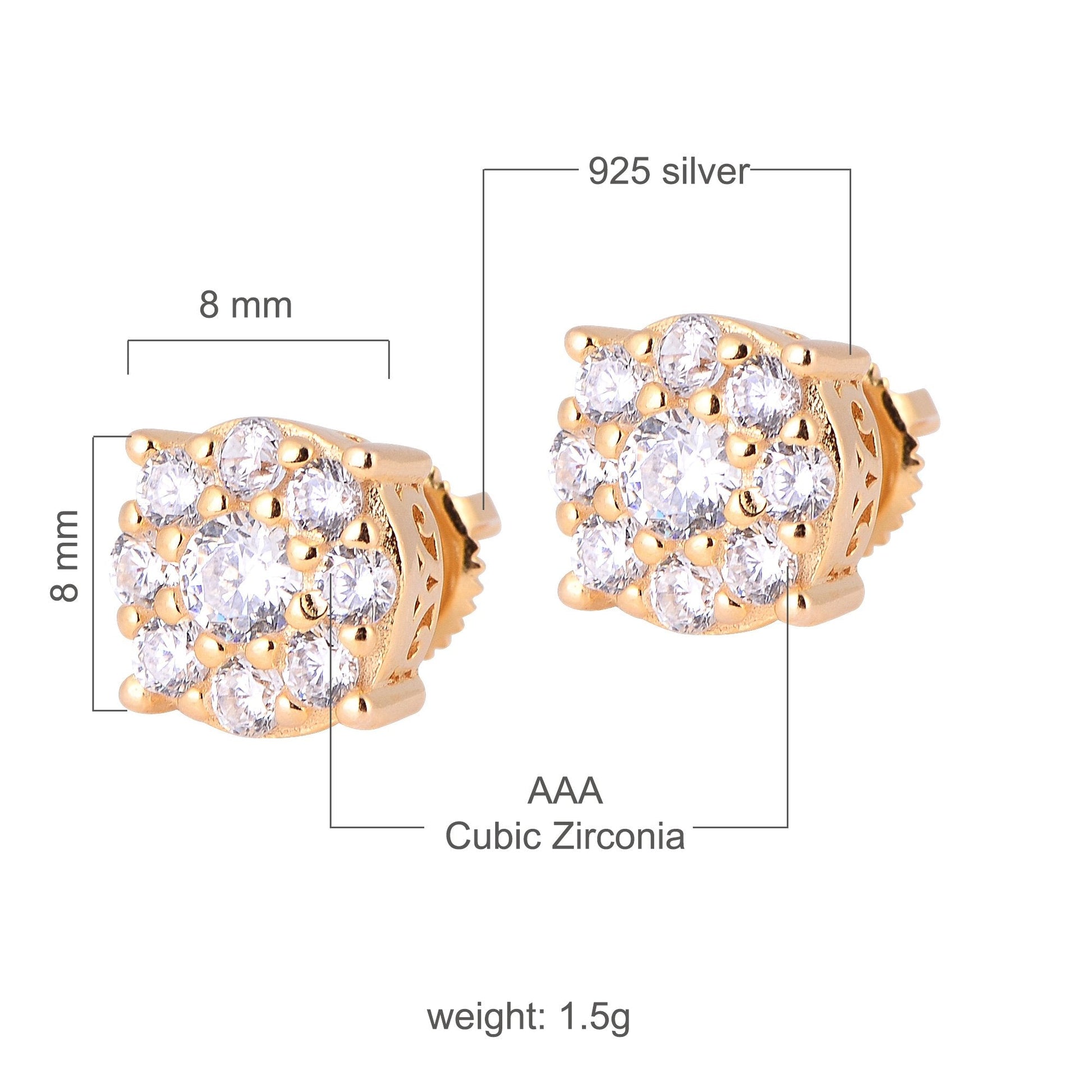 Sterling Silver CZ Flower Stud Earrings Classic Everyday