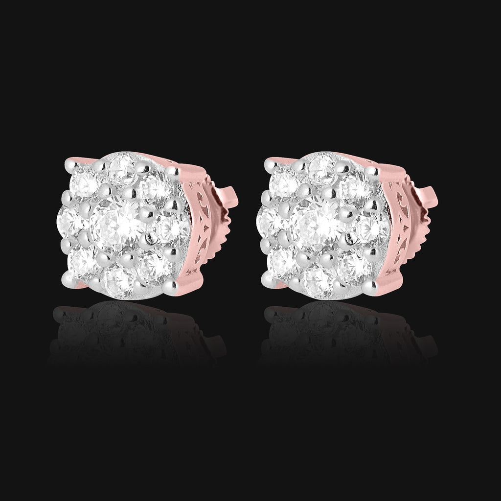 Sterling Silver CZ Flower Stud Earrings Classic Everyday