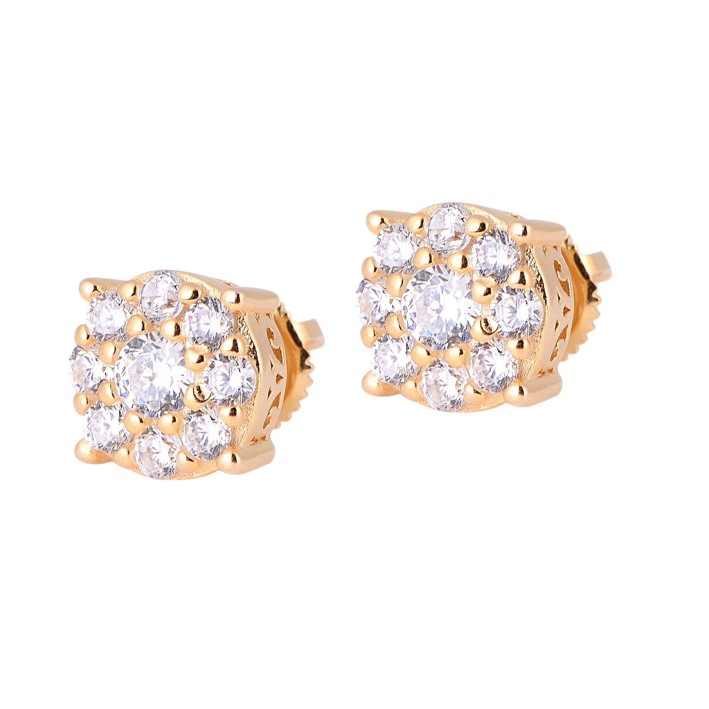 Sterling Silver CZ Flower Stud Earrings Classic Everyday
