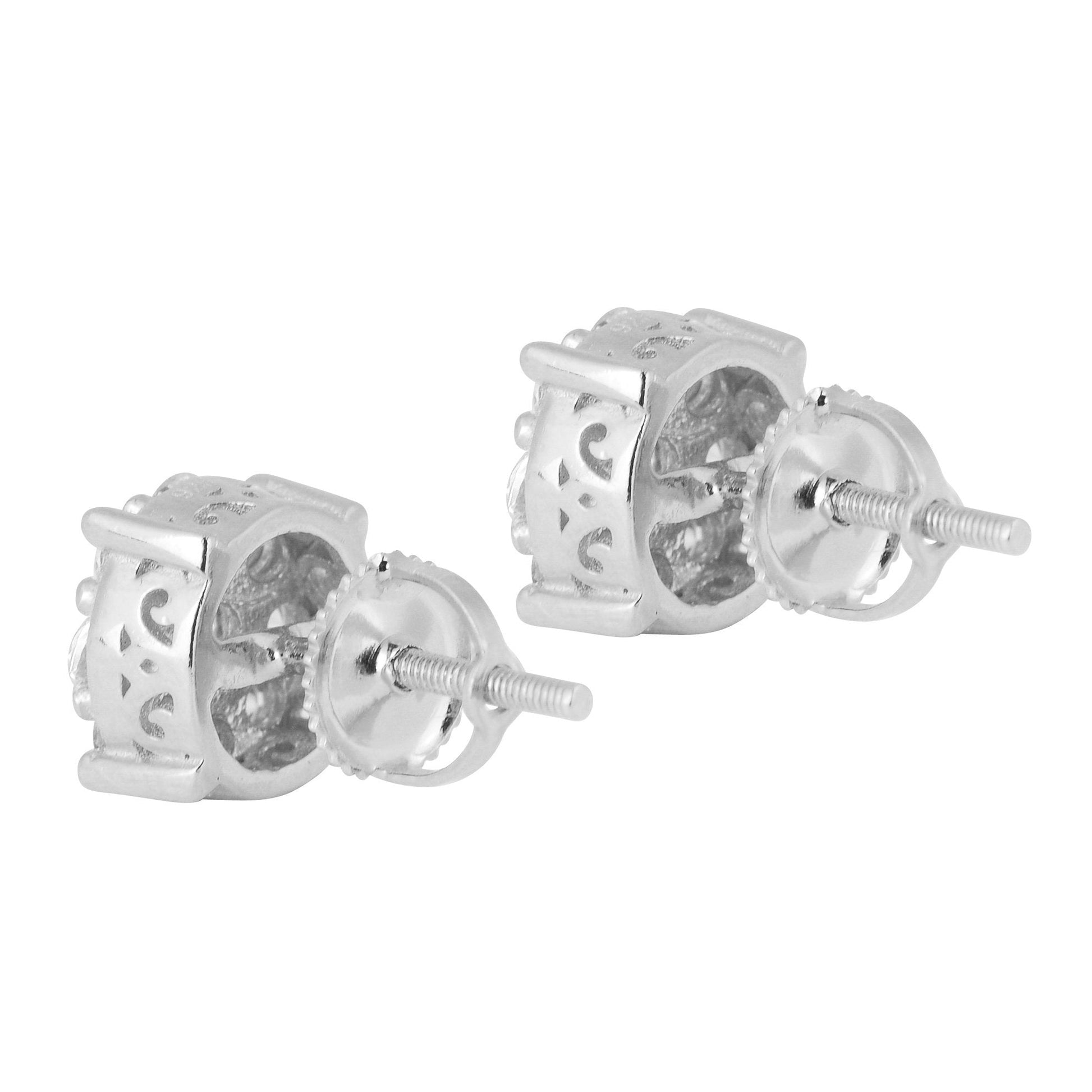 Sterling Silver CZ Flower Stud Earrings Classic Everyday