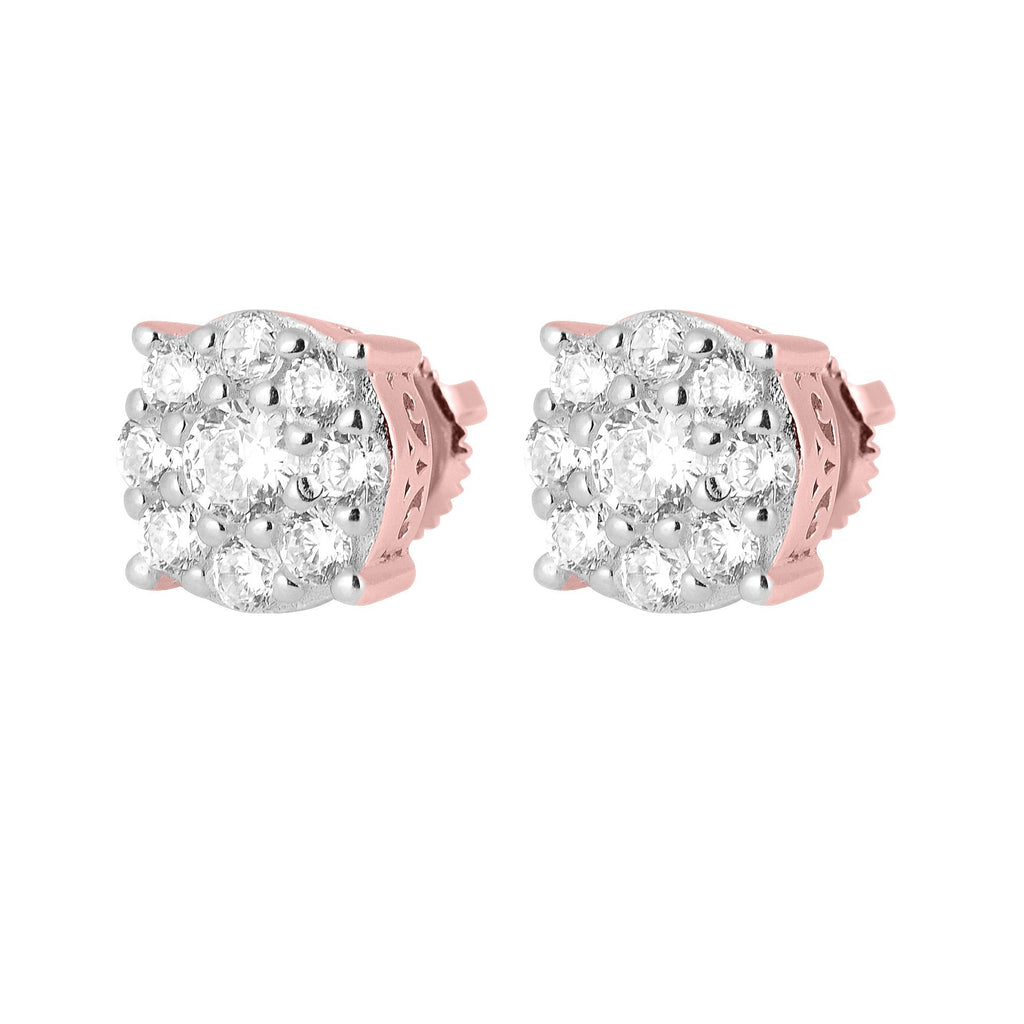 Sterling Silver CZ Flower Stud Earrings Classic Everyday