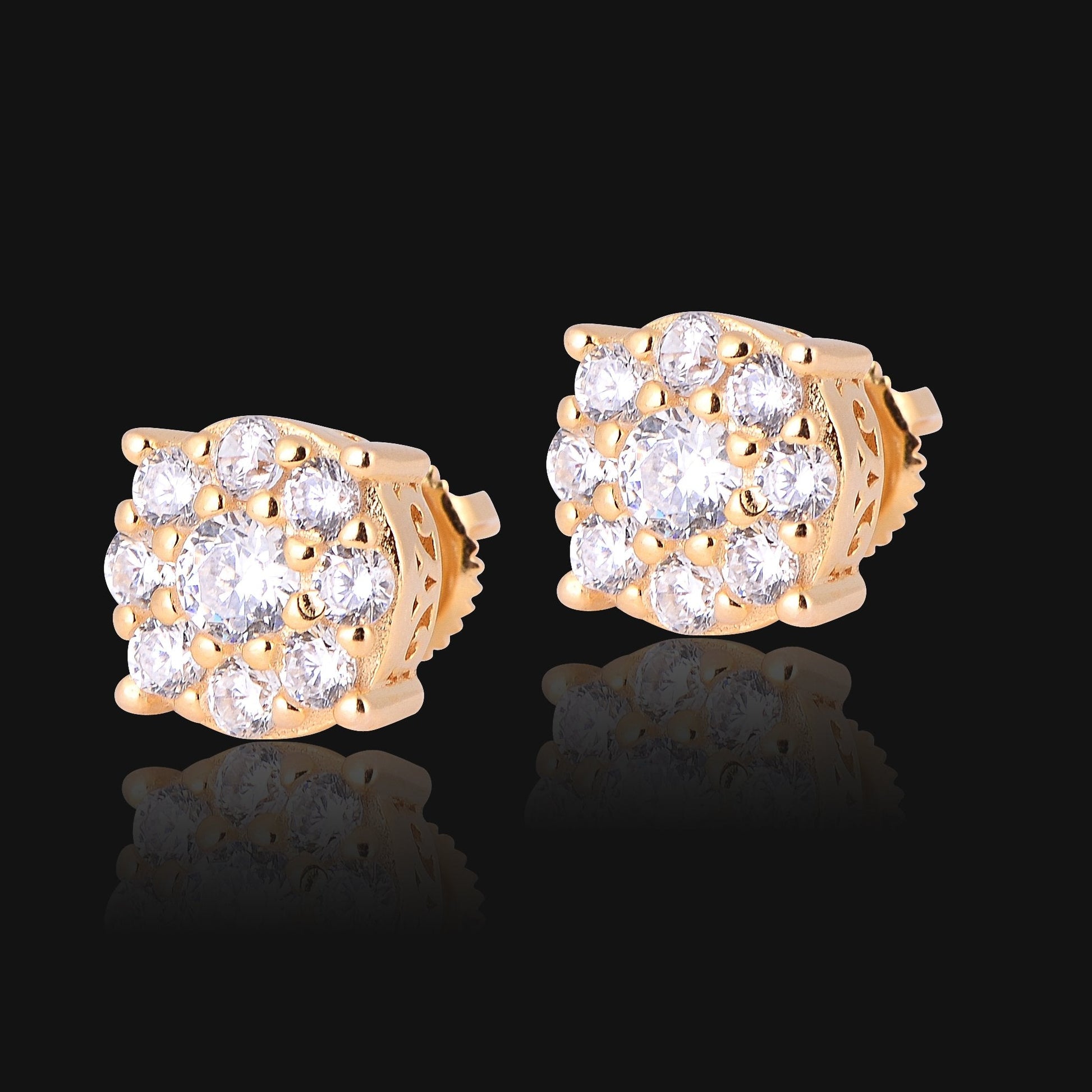Sterling Silver CZ Flower Stud Earrings Classic Everyday