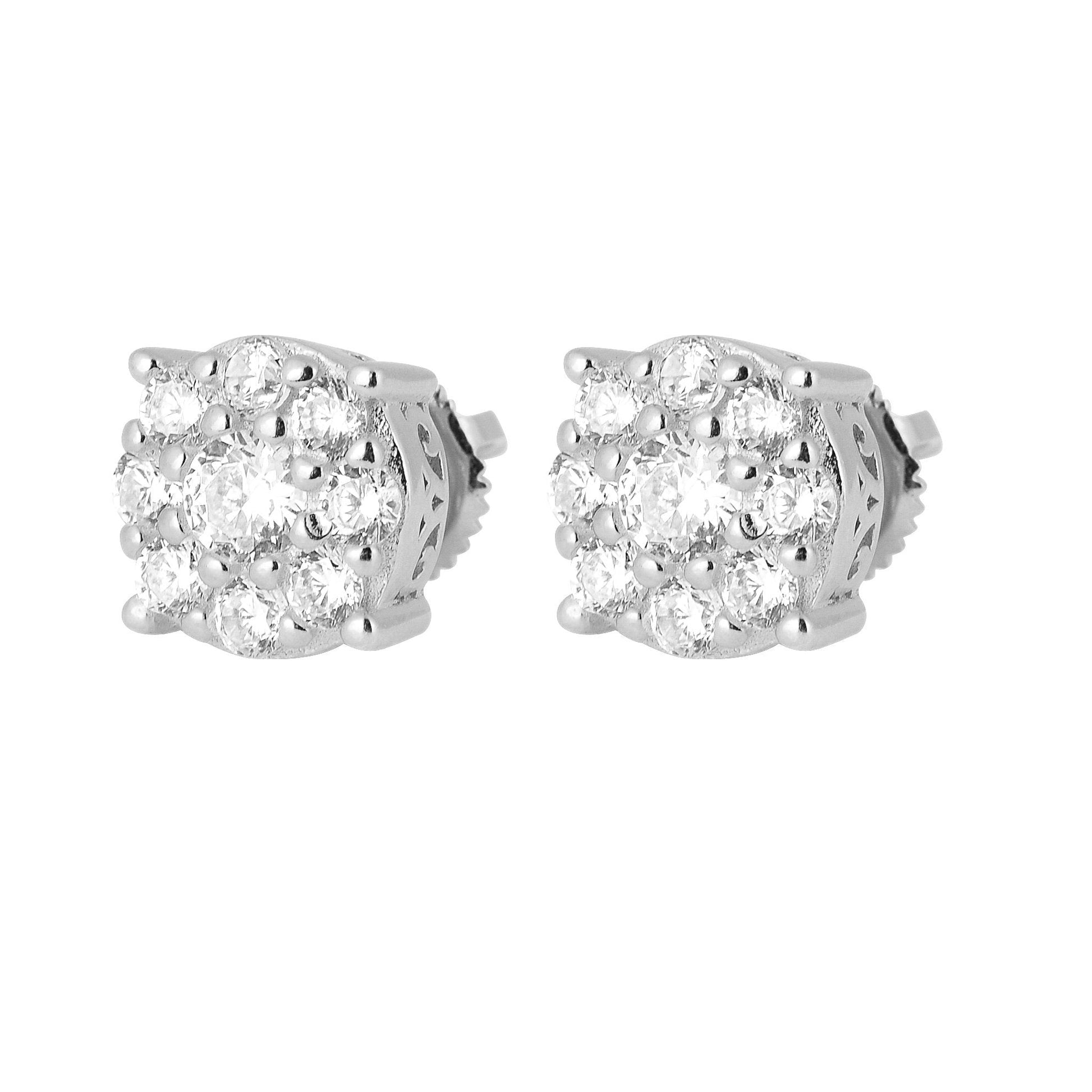 Sterling Silver CZ Flower Stud Earrings Classic Everyday