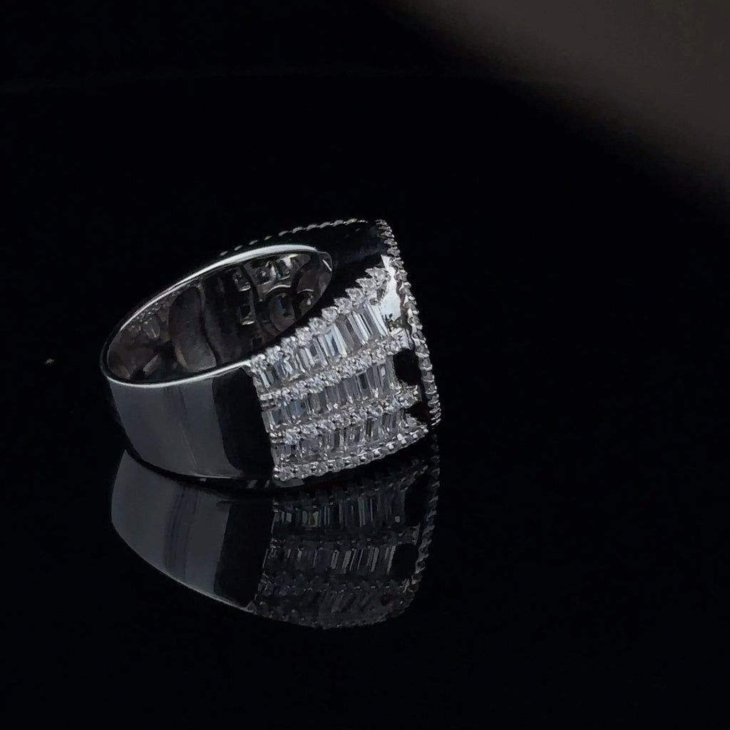 Sterling Silver CZ Oval Cluster Ring Baguette Bridal