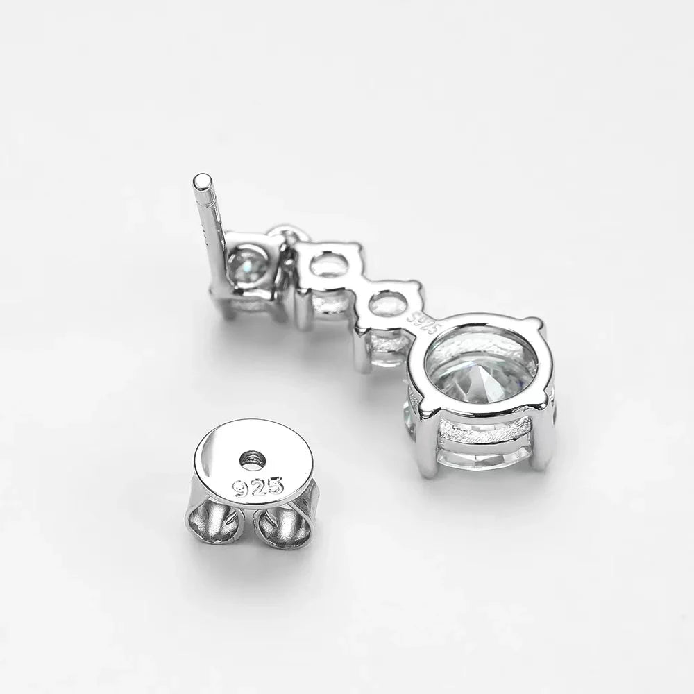 Sterling Silver 2.6ct Moissanite Drop Dangle Earrings For Women Wedding Party