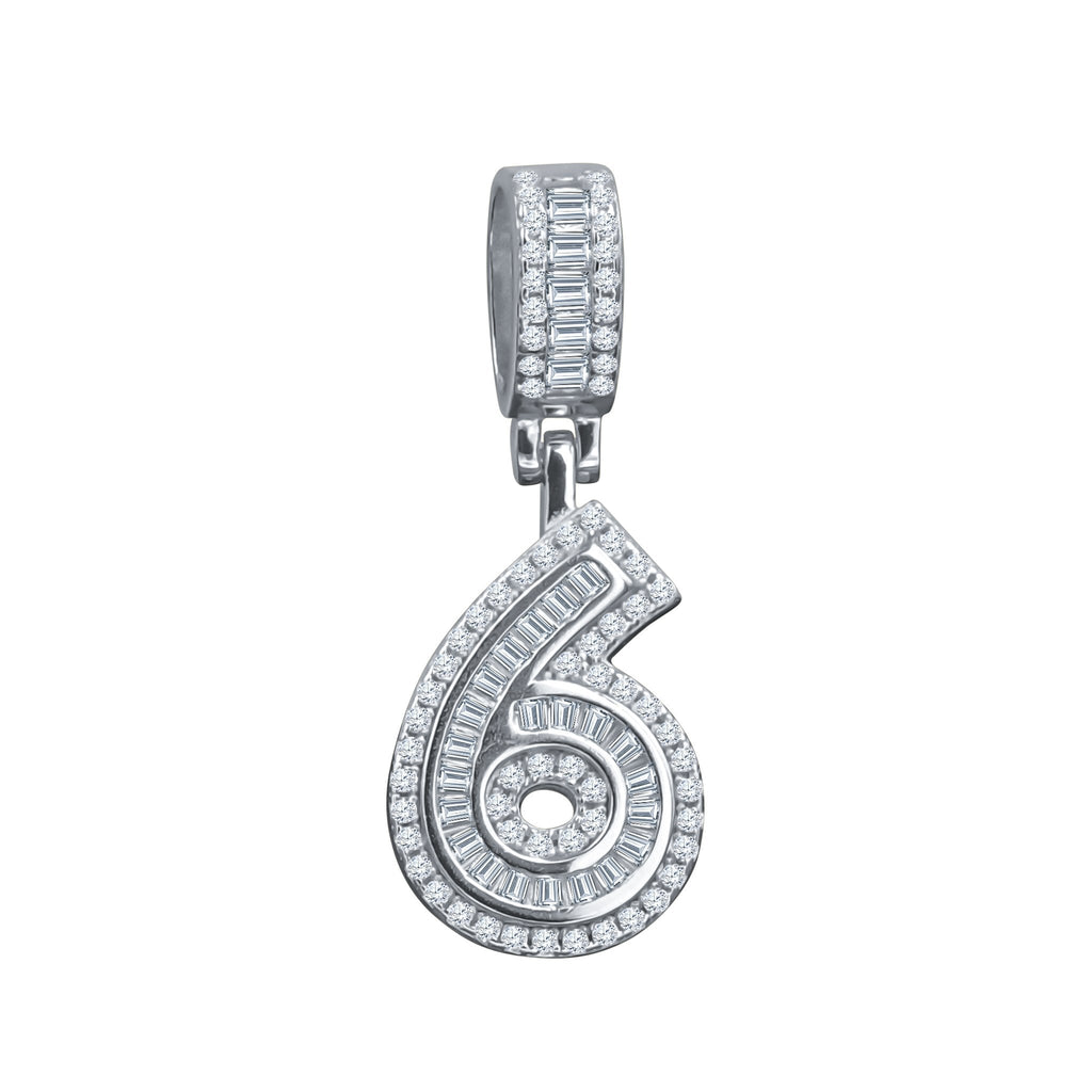 Sterling Silver Number Pendant CZ Baguette Sparkle Gift