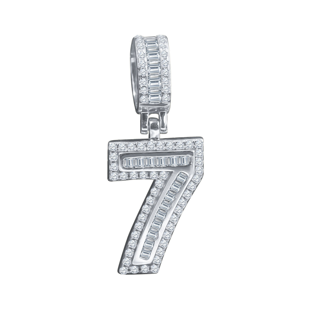 Sterling Silver Number 7 Pendant CZ Birthday Necklace