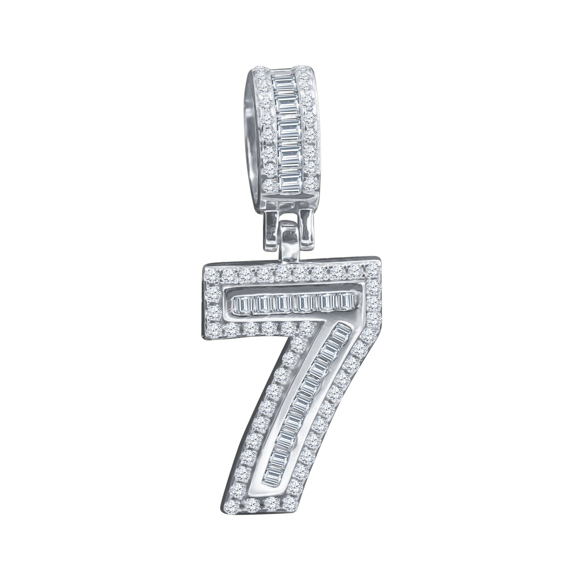 Sterling Silver Number 7 Pendant CZ Birthday Necklace