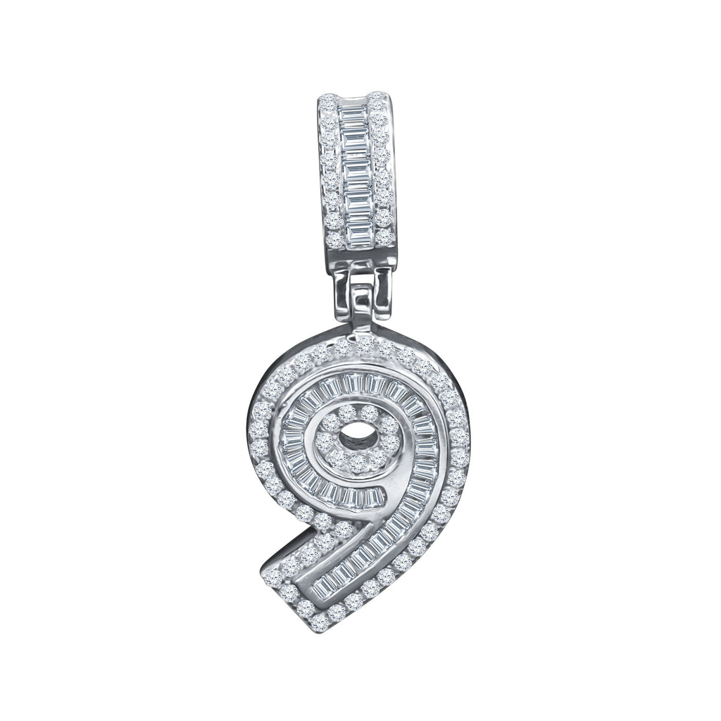 Sterling Silver Number Pendant With Cubic Zirconia Accents