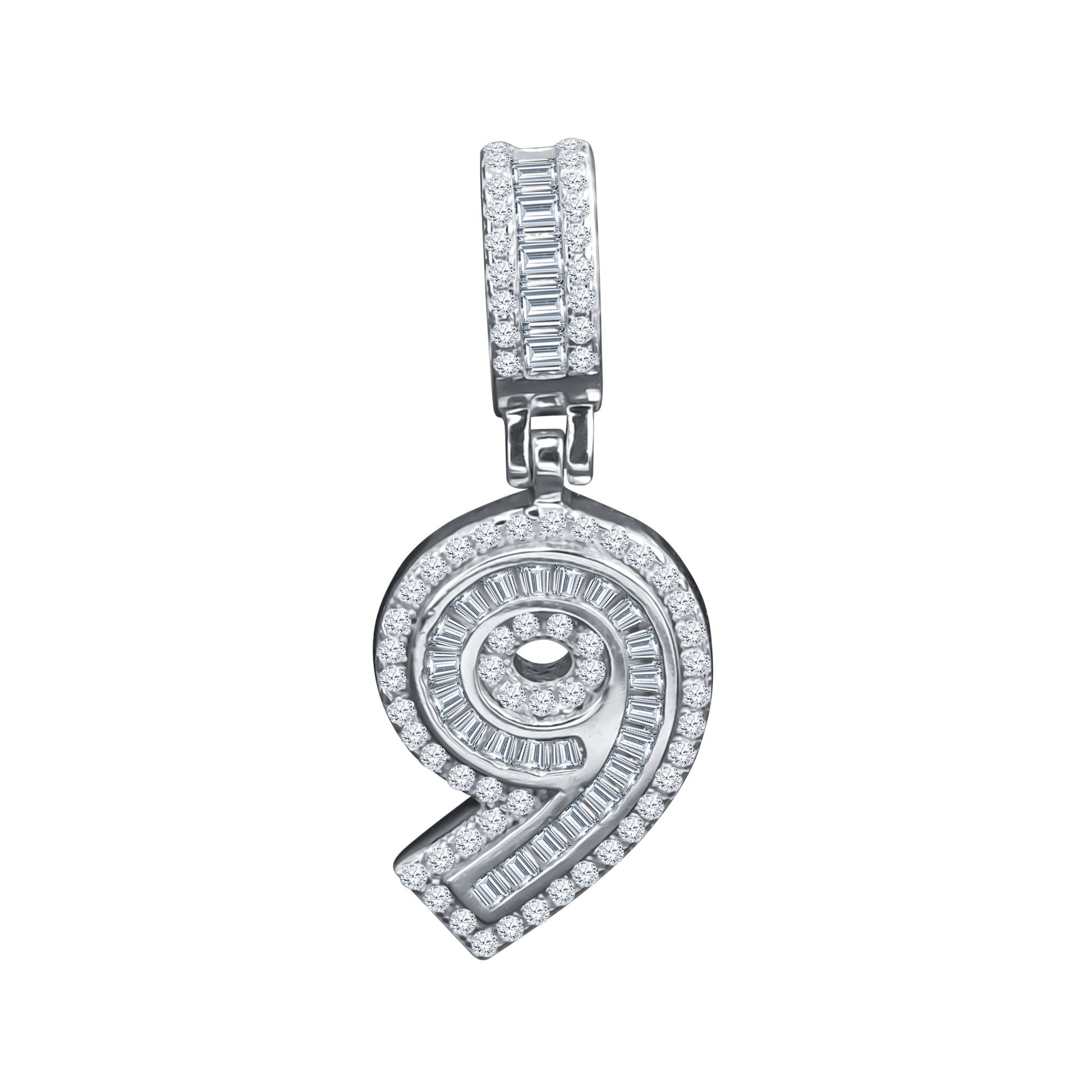 Sterling Silver Number Pendant With Cubic Zirconia Accents