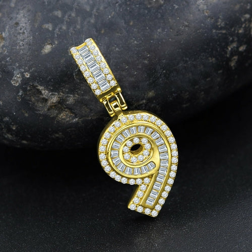 Sterling Silver Number Pendant With Cubic Zirconia Accents