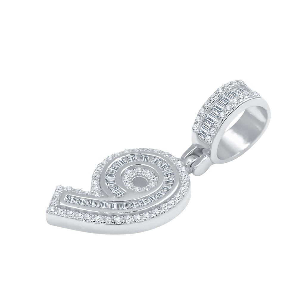 Sterling Silver Number Pendant With Cubic Zirconia Accents