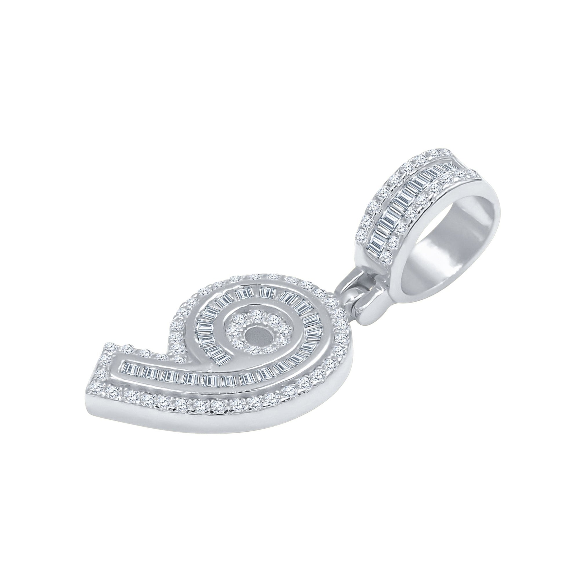 Sterling Silver Number Pendant With Cubic Zirconia Accents