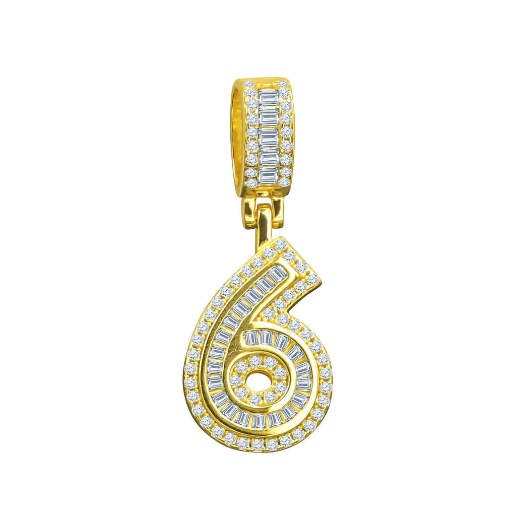 Sterling Silver Number Pendant CZ Baguette Sparkle Gift