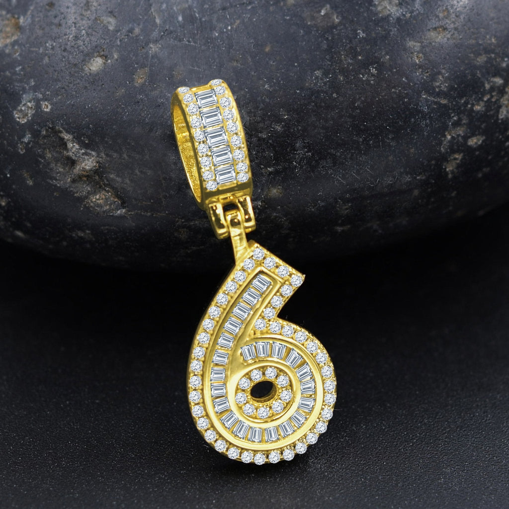 Sterling Silver Number Pendant CZ Baguette Sparkle Gift