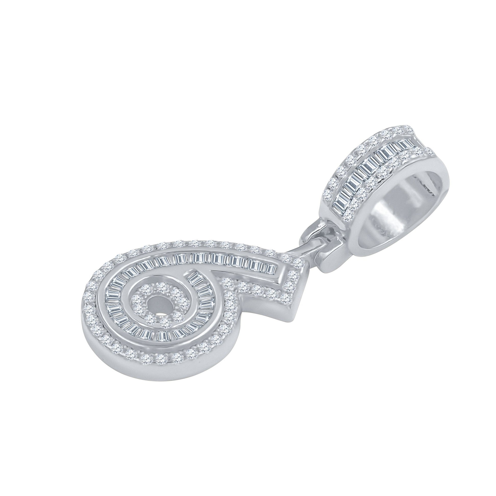 Sterling Silver Number Pendant CZ Baguette Sparkle Gift