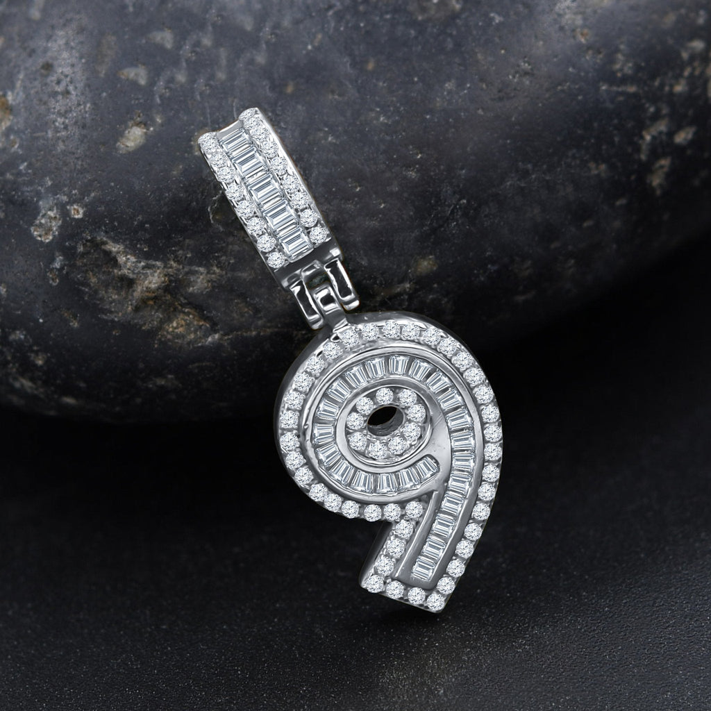 Sterling Silver Number Pendant With Cubic Zirconia Accents