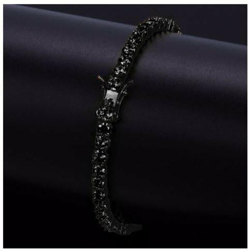 Sterling Silver Oxidized CZ Tennis Bracelet 7 Inch Classic