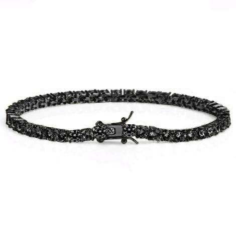 Sterling Silver Oxidized CZ Tennis Bracelet 7 Inch Classic