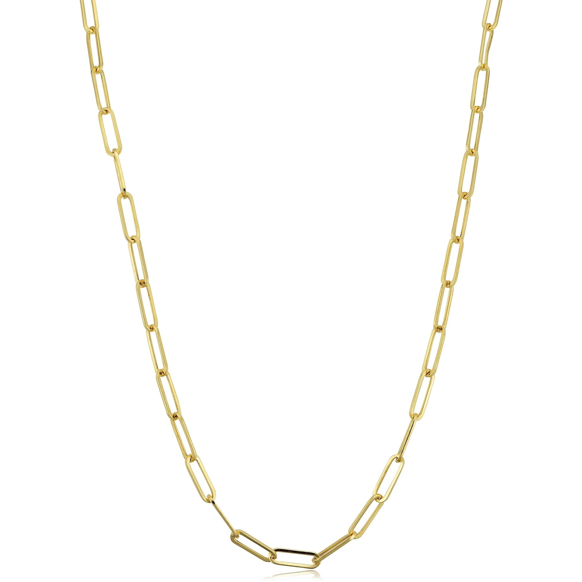 Sterling Silver Paperclip Chain Necklace 18K Gold Plated