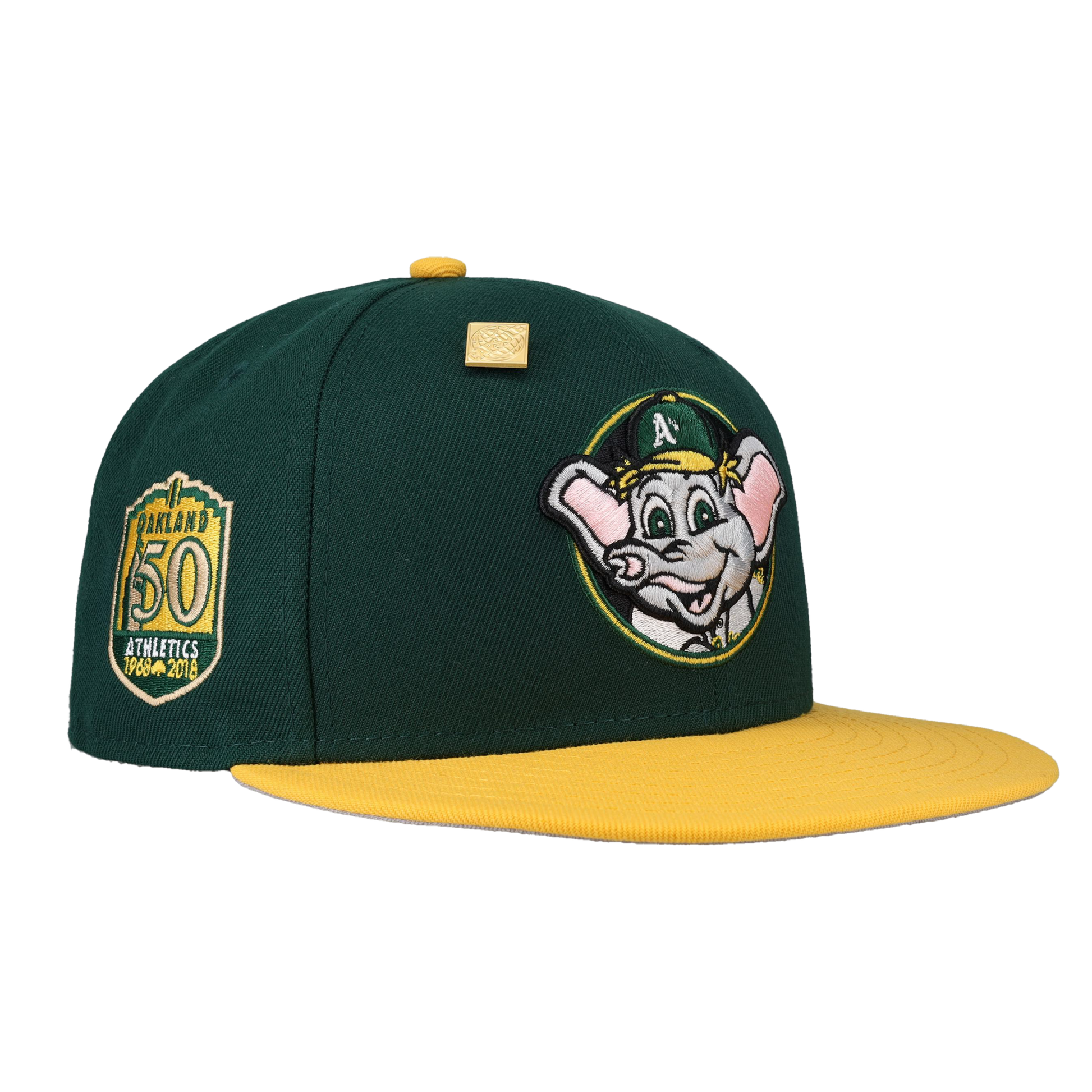 Oakland Athletics Stomper Mascot 50th Anniversary Patch 59Fifty Fitted Hat