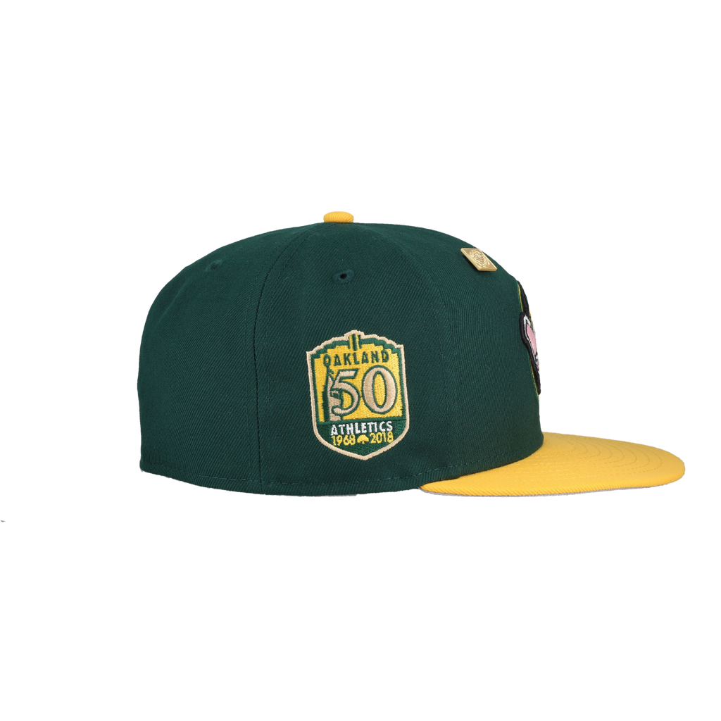 Oakland Athletics Stomper Mascot 50th Anniversary Patch 59Fifty Fitted Hat