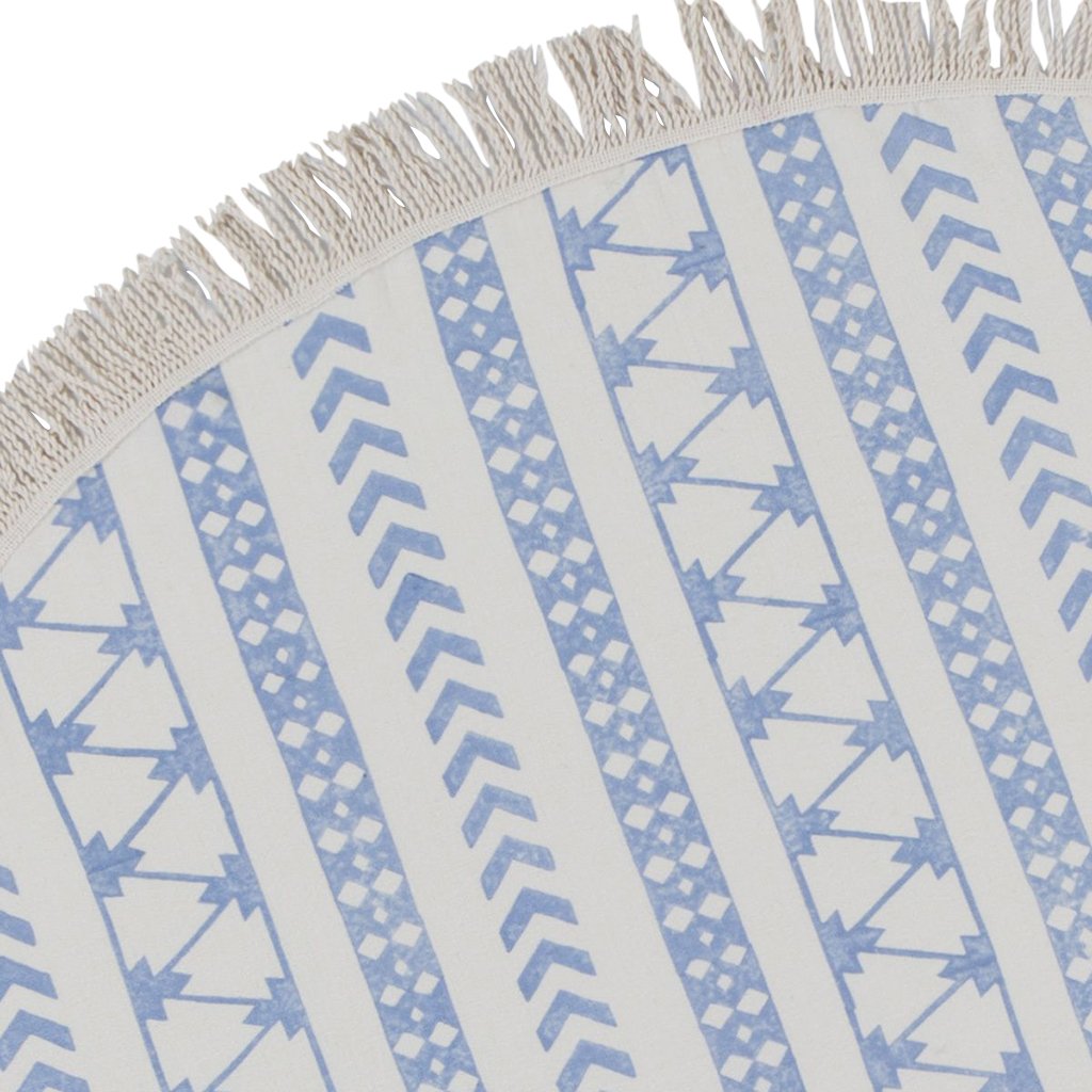 Stripe Block Print Roundie Beach Blanket 64in Turkish Cotton Lightweight