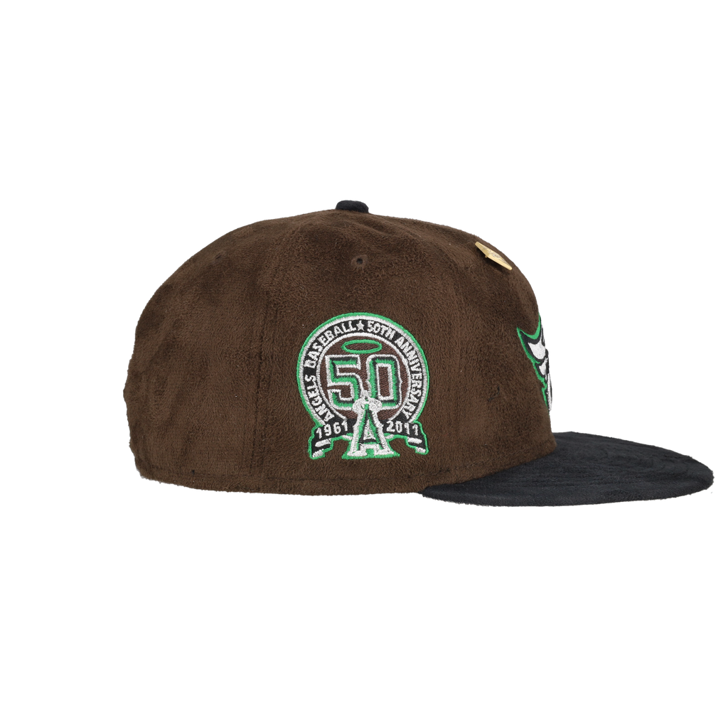 Anaheim Angels Brown Suede 50th Anniversary Patch 59Fifty Fitted Hat