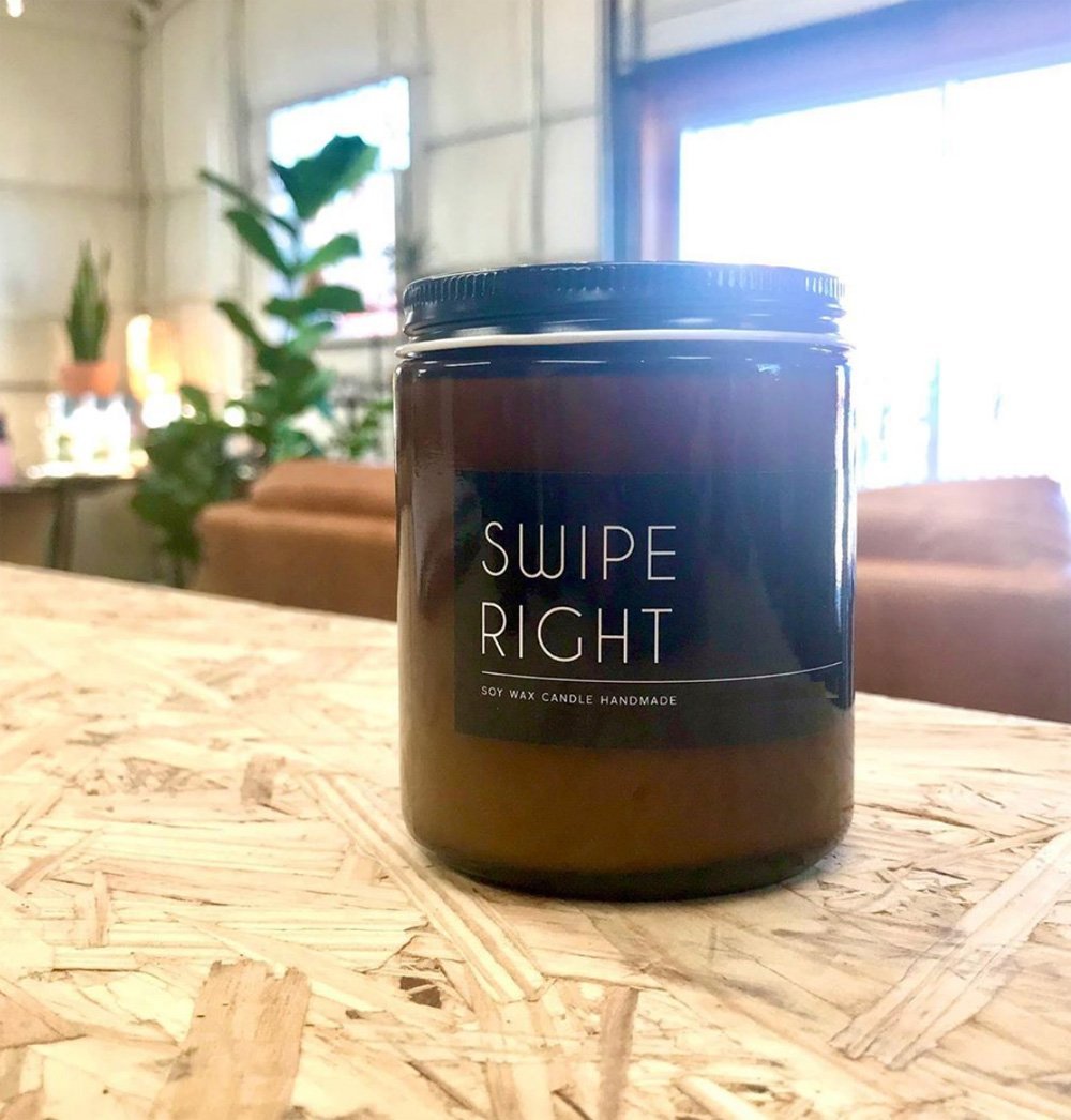 Swipe Right Scented Candle 8oz Soy Candle Spicy Leather Vetiver Myrrh