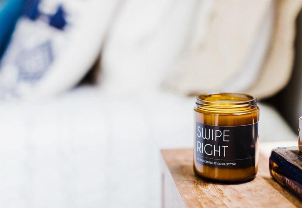 Swipe Right Scented Candle 8oz Soy Candle Spicy Leather Vetiver Myrrh