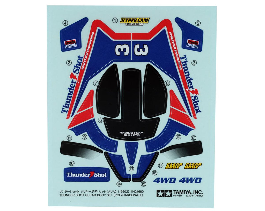 Tamiya JR Thunder Shot Clear Body Set Polycarbonate