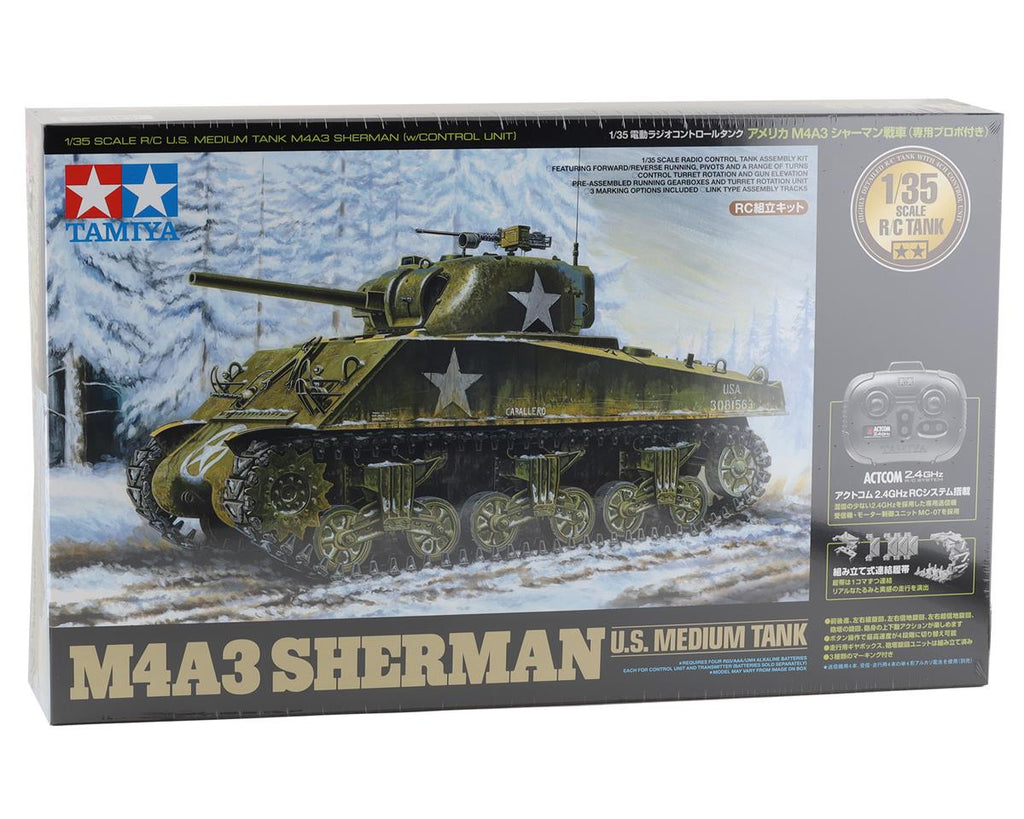 Tamiya 1/35 U.S. M4A3 Sherman Medium RC Model Tank Kit TTU-10 Transmitter & MC-07 Control