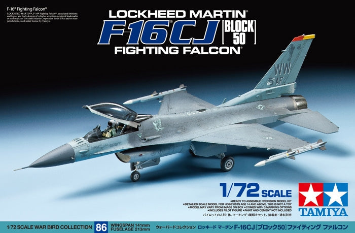 Tamiya 1/72 F-16 CJ Fighting Falcon Plastic Model Airplane Kit