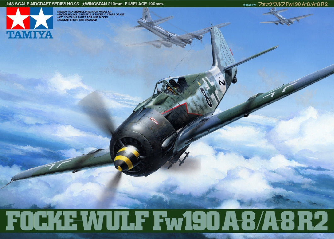 Tamiya 1/48 Focke-Wulf Fw190 A-8/A-8 R2 Plastic Model Airplane Kit