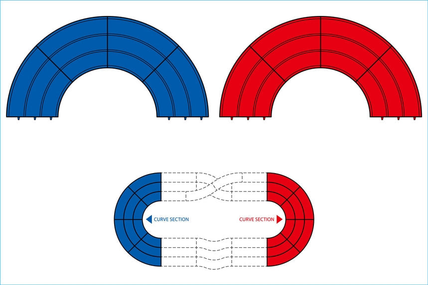 Tamiya Japan Cup Junior Circuit Curve Section Set Blue/Red 4pcs
