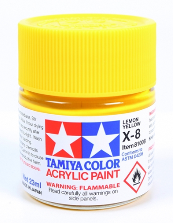 Tamiya Acrylic X-8 Lemon Yellow Paint 23ml Bottle