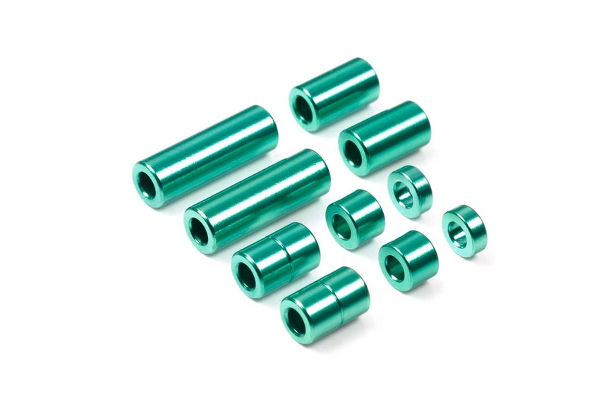Tamiya JR Aluminum Spacer Set Green 12/6.7/6/3/1.5mm 2pcs Each