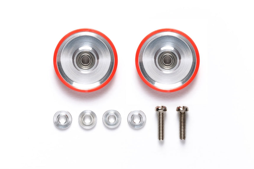 Tamiya JR 17MM Aluminum Ball-Race Rollers With Plastic Rings Dish Type Red