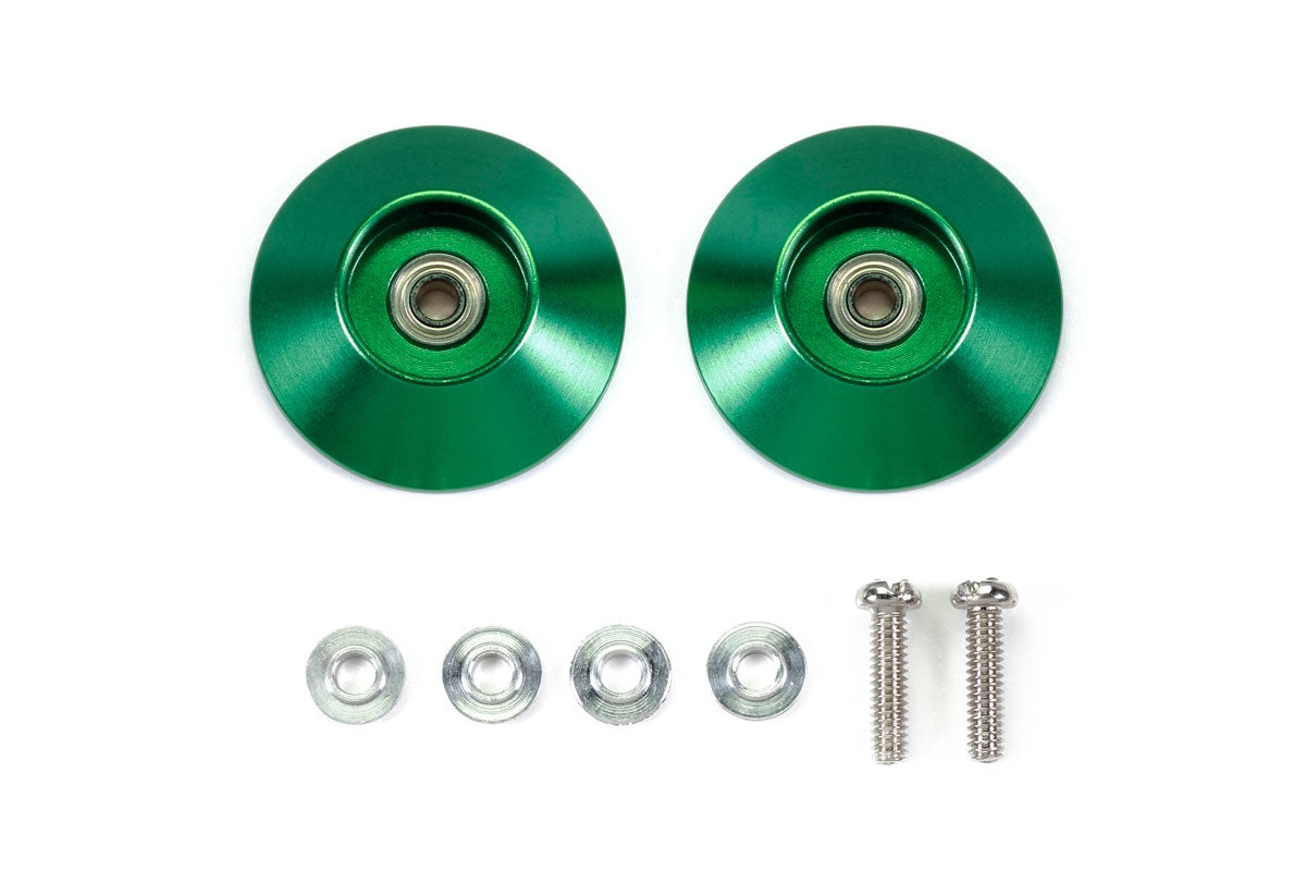 Tamiya HG 19mm Tapered Aluminum Ball-Race Rollers (Ringless/Green)
