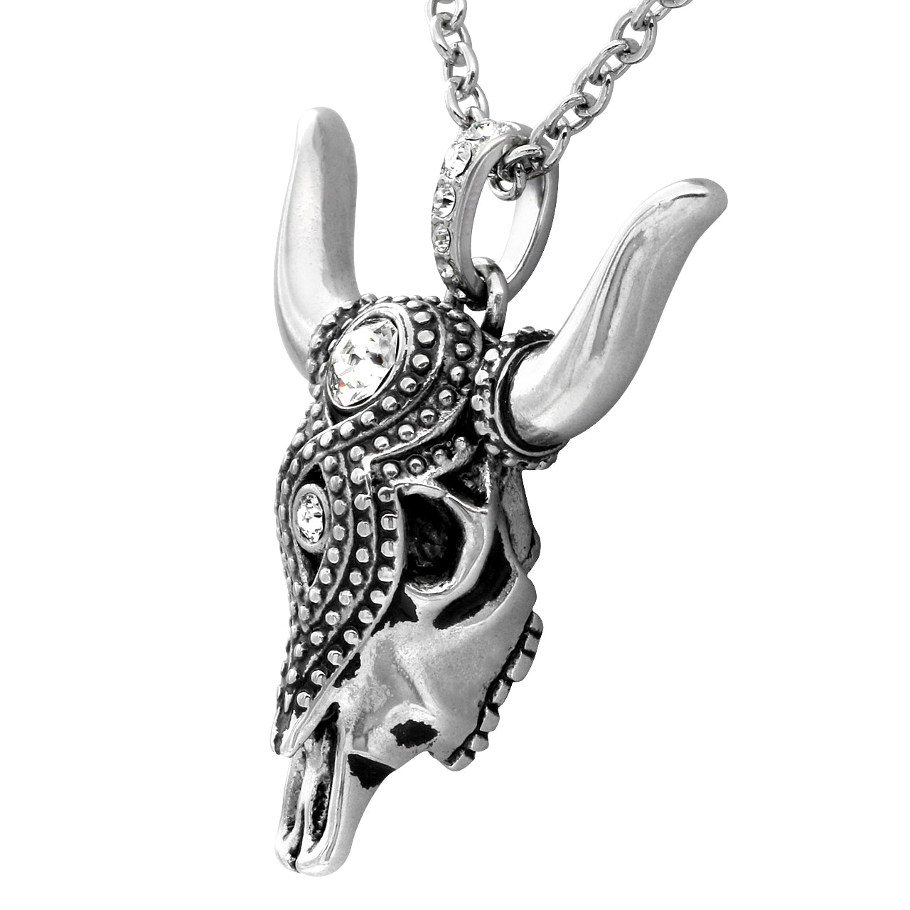 Taurus Bull Skull Necklace Sterling Silver Pendant Chain
