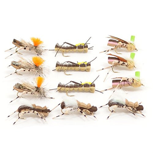 Trout Fly Assortment - Foam Body High Visibility Grasshopper Dry Fly Collection
