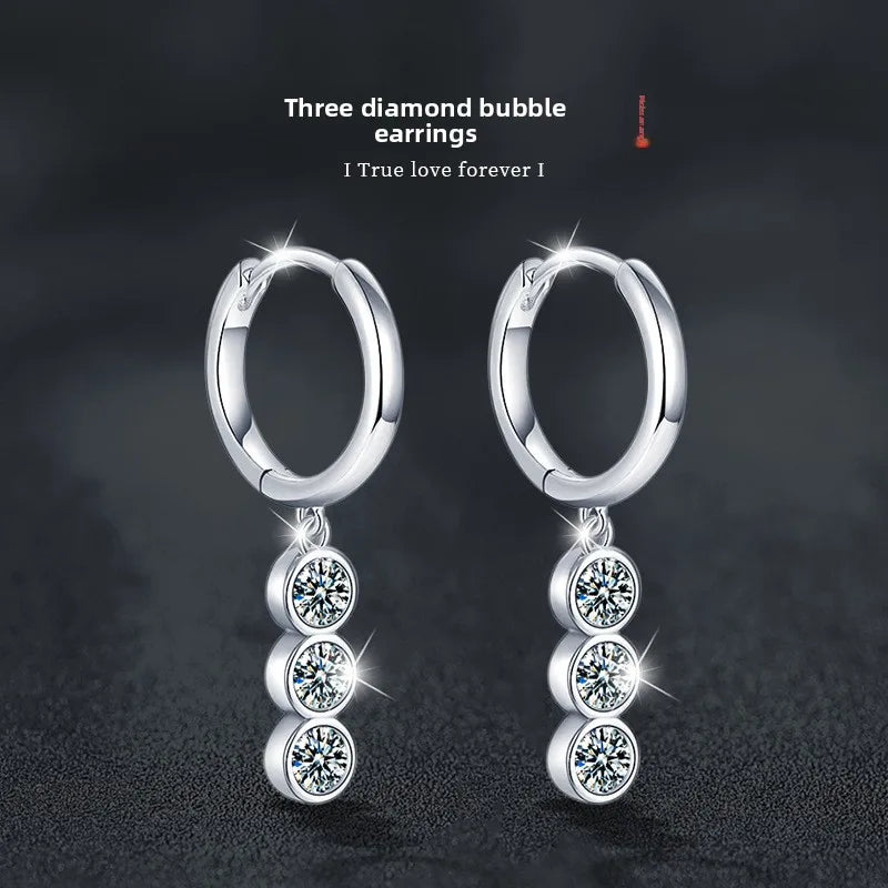 S925 Sterling Silver Moissanite Dangle Earrings Fringe Drop Studs for Women