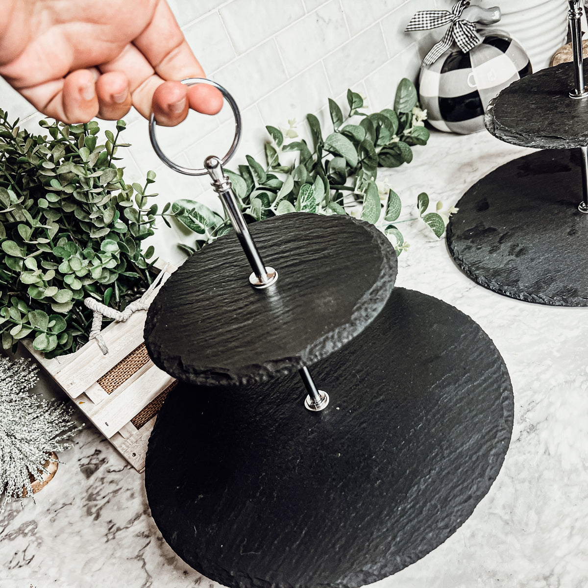 Tiered Slate Serving Stand - 3-Tier Dessert & Appetizer Display for Parties